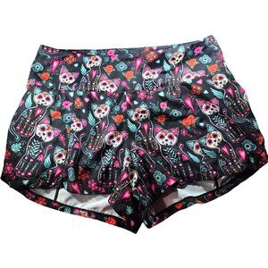 CVG shorts spookitty cat sugar skulls large lined whimsigoth running pockets